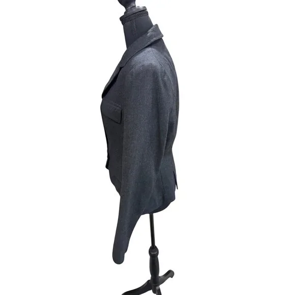 Vintage J. Peterman 100% Wool Blazer Jacket Size 8 Gray Tailored Fit Sustainable - Picture 9 of 9